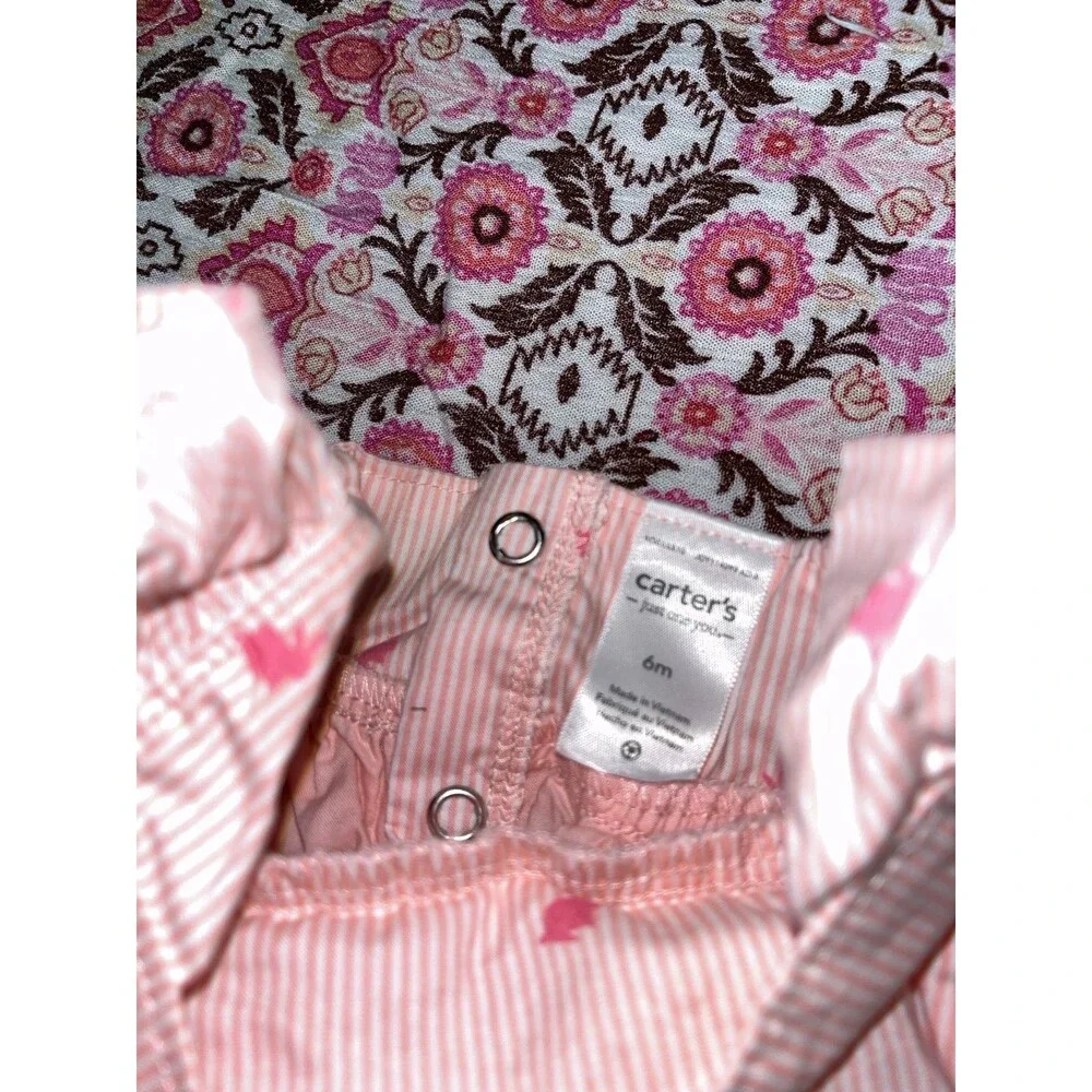 Girl’s Carter’s Pink Bunny Print Sleeveless Bodysuit Dress Size 6 Months